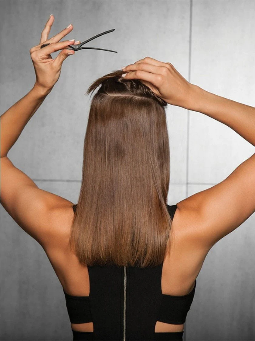 16" Straight HF Synthetic Hair Extensions Kit (8 Piece) | Clip In - Image 3