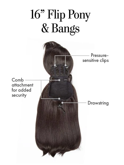 16in Flip Pony & Bangs | Synthetic Hairpiece - Image 4