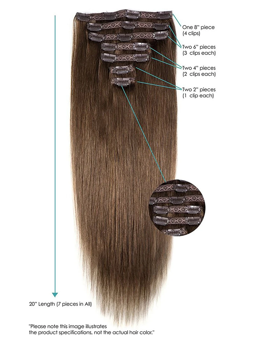 20" Clip-In Hair Extensions | Remy Human Hair (7 Piece) | Unavailable - Image 8