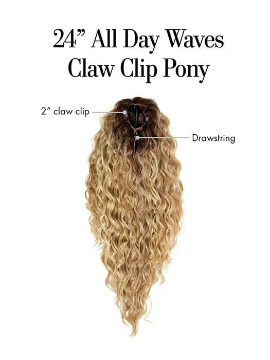 24in All Day Waves Claw Clip Pony | Synthetic Hair Partial Wigs (Drawstring) - Image 2