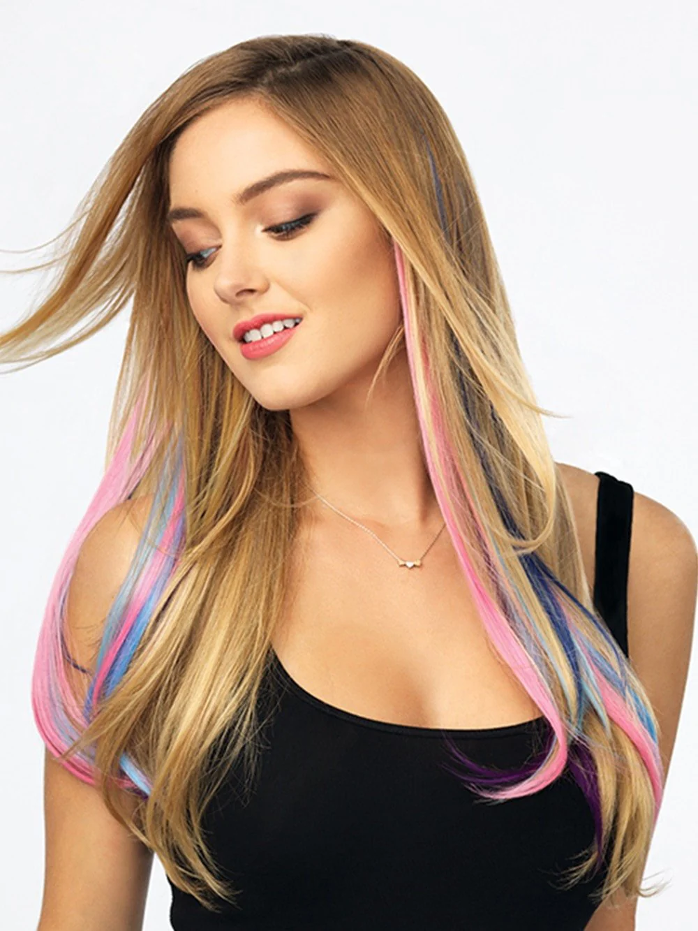 Color Strip HF Synthetic Hair Extension (1 Piece) | Clip In Color | DISCONTINUED - Image 3