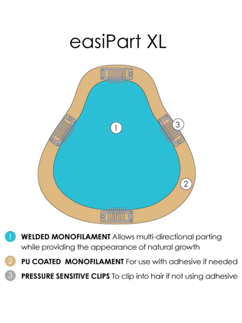 easiPart HD XL 8" | HF Synthetic Hair Topper - Image 4