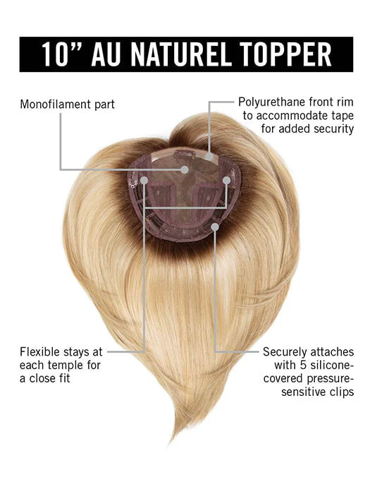 HD 10IN AU NATUREL TOPPER | Synthetic Hair Hair Topper (Mono Part) - Image 5
