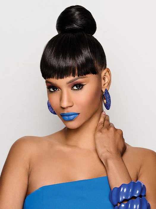 Sleek Style Bun & Bangs | Synthetic Hairpiece - Image 4