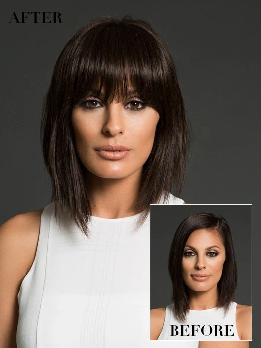 True | Human Hair/ Synthetic Blend Clip In Bangs (Mono Base) | DISCONTINUED - Image 3